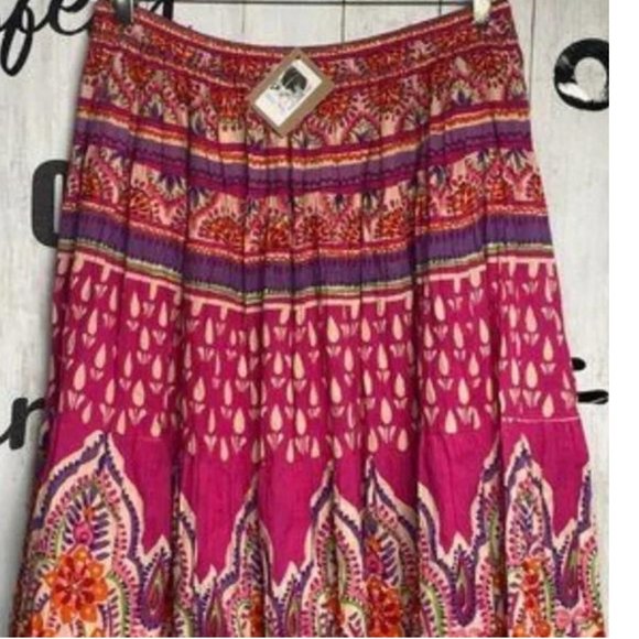 Soft Surroundings Women's BOHO Pink/Purple Multicolored Tiered Maxi Skirt, Small - Picture 4 of 7